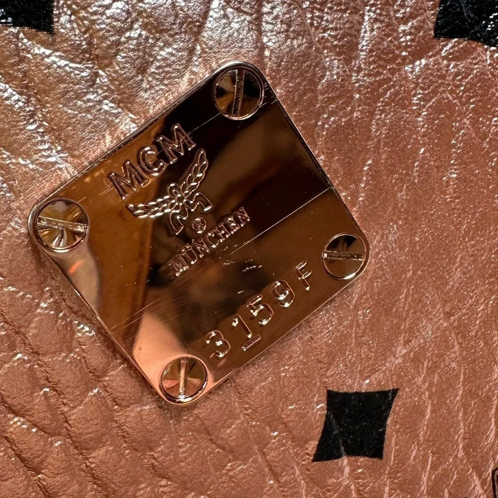 MCM Visetos Leather Pink Gold Studded Backpack